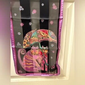 Laurel Burch 100% Silk Colorful Cats with Umbrella Scarf